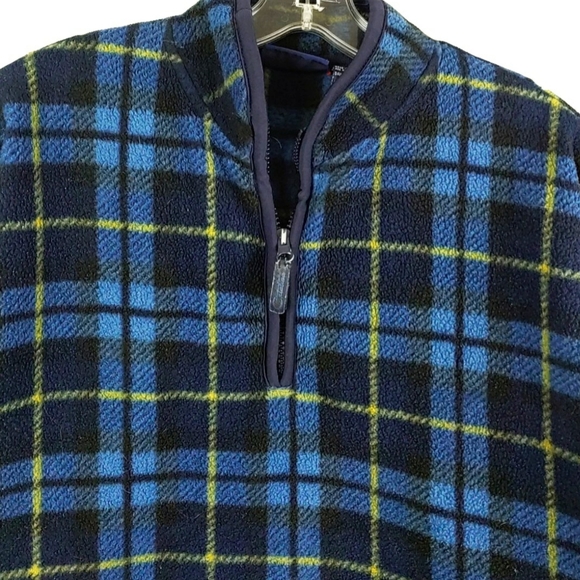 Catalina Wmn M Blue & Blk Plaid Lng Slv 1/4 Zip - Picture 3 of 7